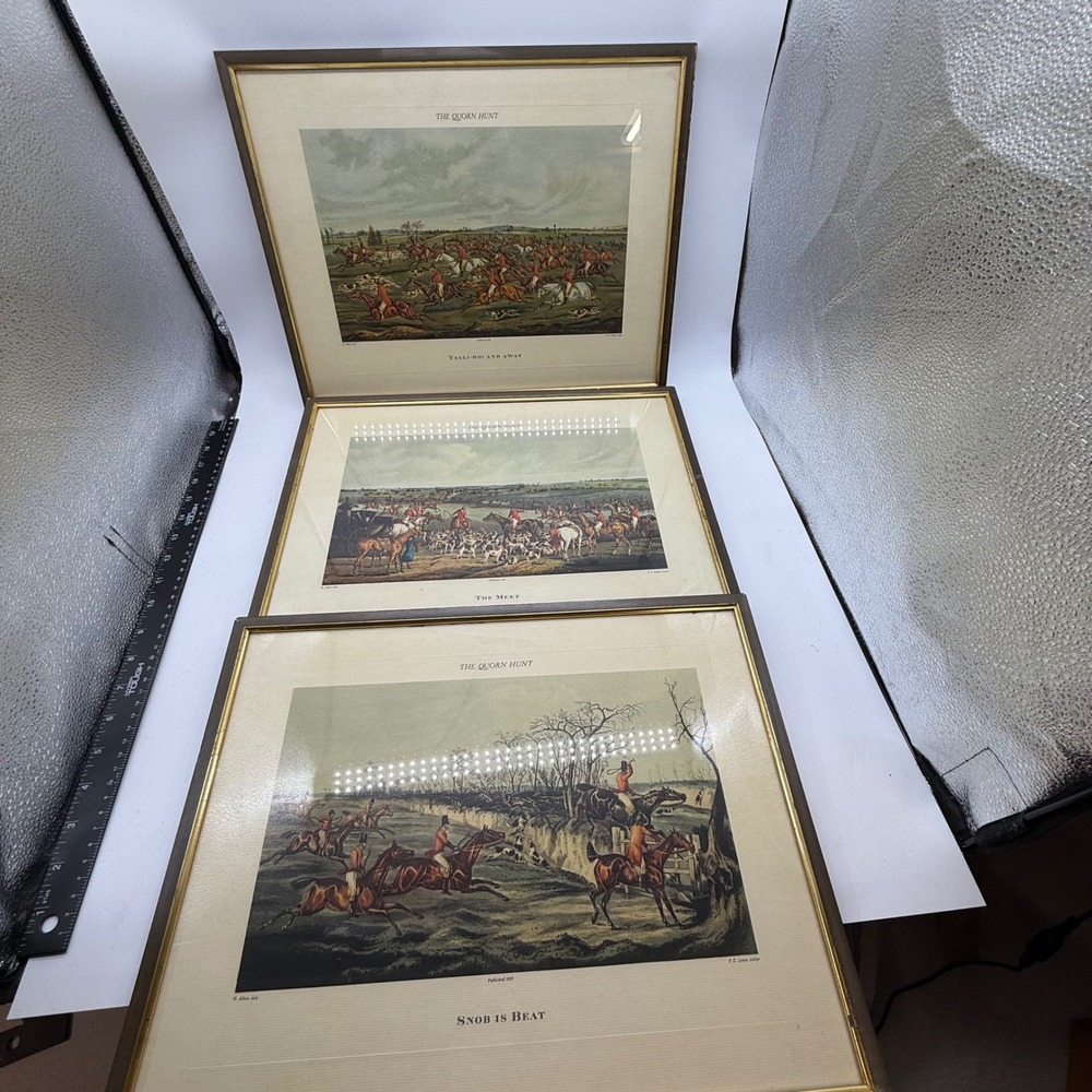 Vtg The Quorn Hunt Framed Prints Set of 3 H Alken Equestrian Fox Hunt England